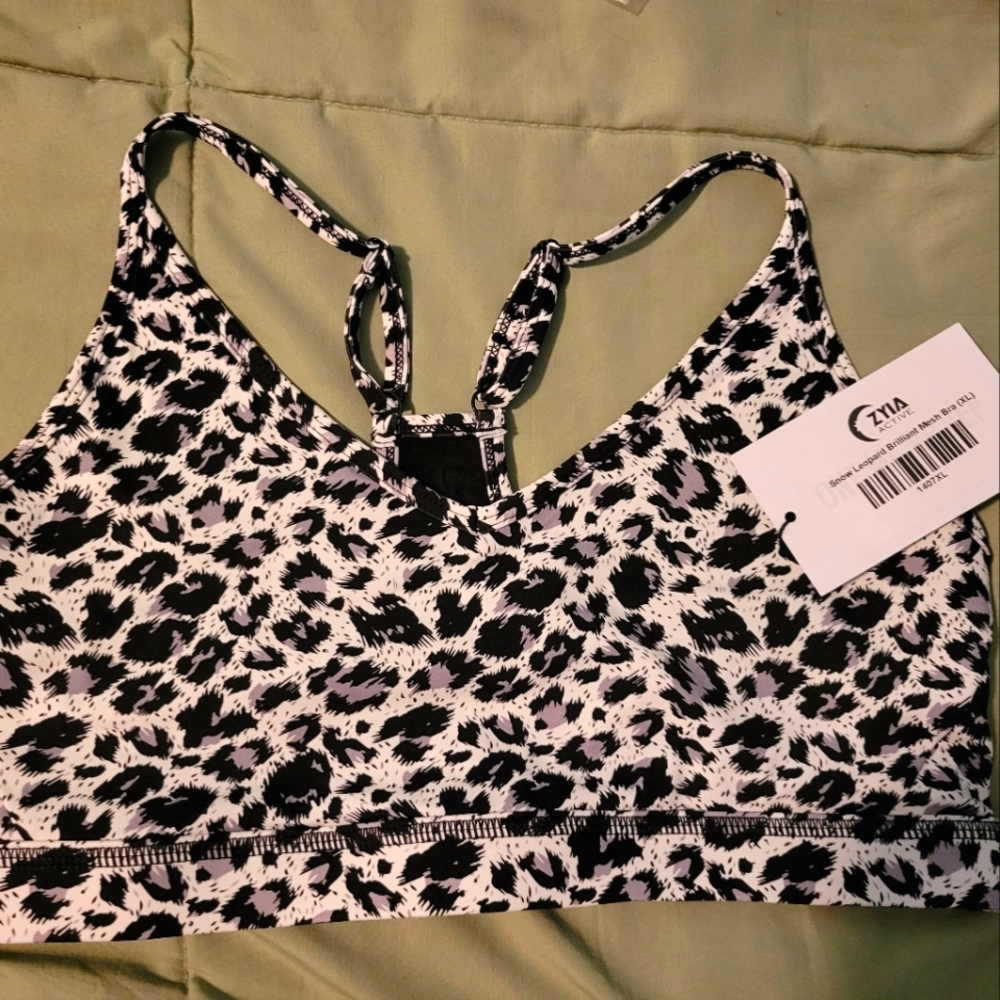 NWT Zyia Snow Leopard Brilliant Mesh Bra XL